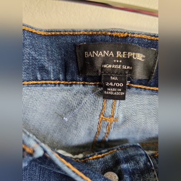 NWOT, Banana Republic, High Rise Slim Raw Hem Jeans, Medium Wash, 24/00 Long - Picture 6 of 7